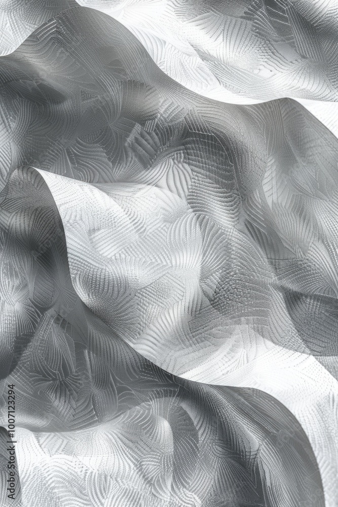 Poster a close-up shot of a piece of fabric in black and white, ideal for use in editorial or commercial pr