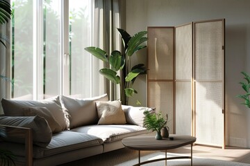 Furniture-filled living room with a plant