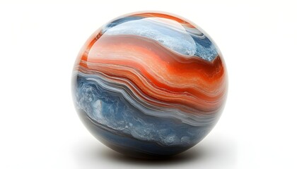 a marble with blue and orange swirls


