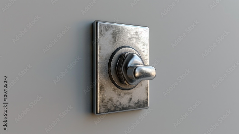 Poster a close-up shot of a light switch on a wall, often used in interior design or architecture contexts