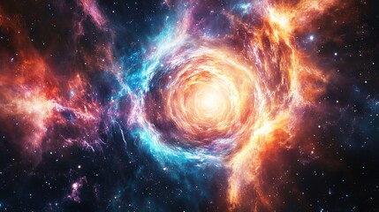 Fototapeta premium Vibrant Cosmic Swirl in Deep Space