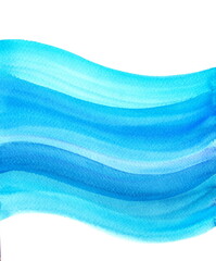 Fototapeta premium Blue watercolor background, water flow, waves 