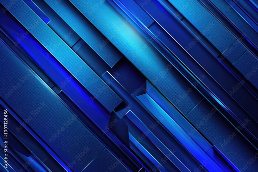 Poster abstract design featuring lines and squares on a blue surface, ideal for use in presentations or des