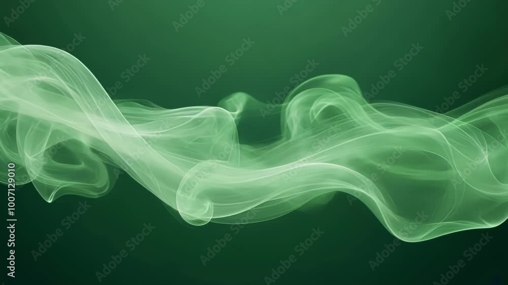 Poster green smoke is gracefully swirling and flowing on a vibrant green screen background, creating a capt