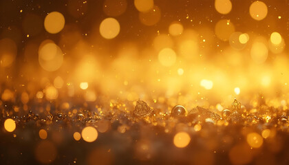 : Golden festive background, abstract sparkle