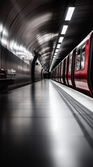 Obraz premium Red Subway Train in Modern Urban Station