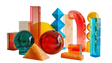 Vibrant geometric triangles on white background