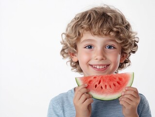 boy eating watermelon