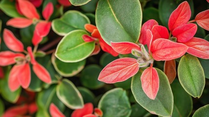 exotic tropical plant garden with beautiful leaves 