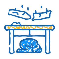 earthquake people safety doodle icon sketch vector. earthquake people safety sign. isolated symbol illustration