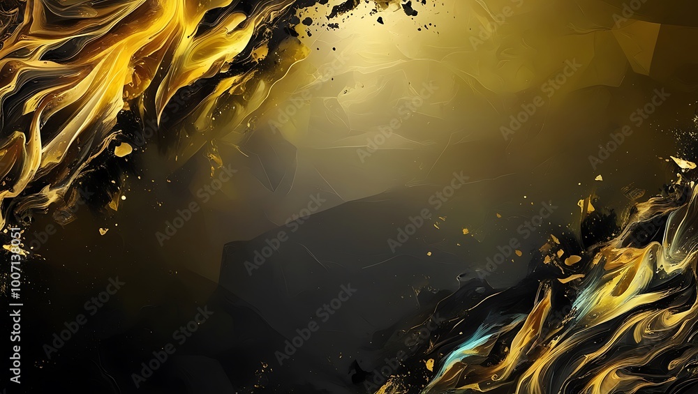 Poster abstract golden background with waves. generative ai.
