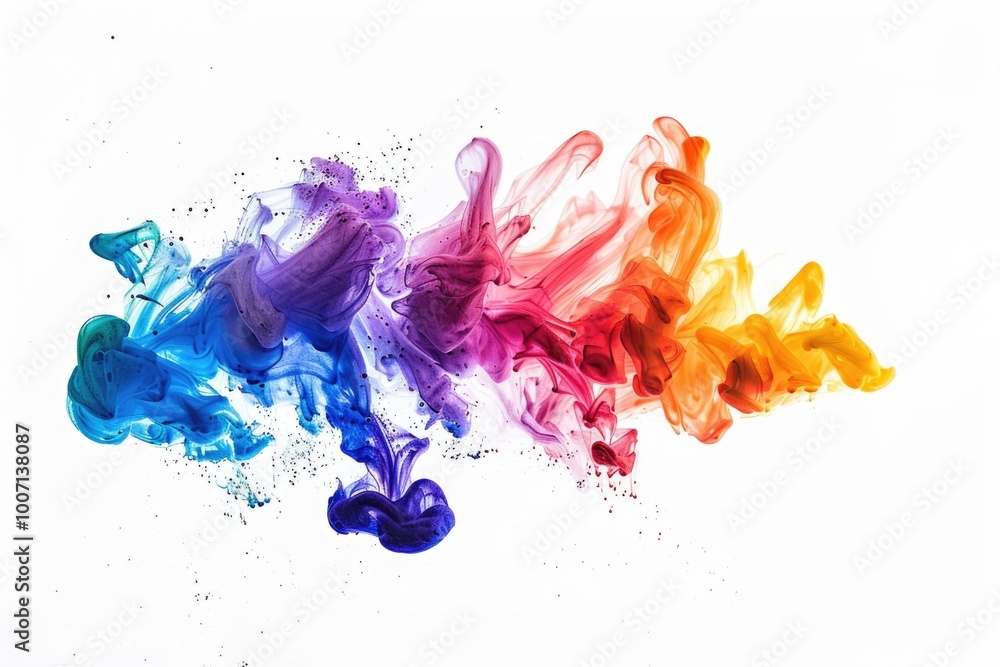 Poster ink drips and spreads on a white surface, creating colorful patterns