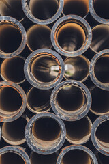 many pipes lie on top of each other
