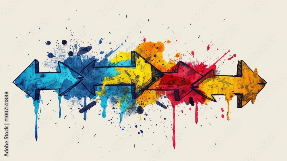 Poster a collection of colorful arrows on a background