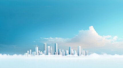 Fototapeta premium Clean and minimalistic outline of a city's skyline, set against a soft blue sky, showcasing urban simplicity.