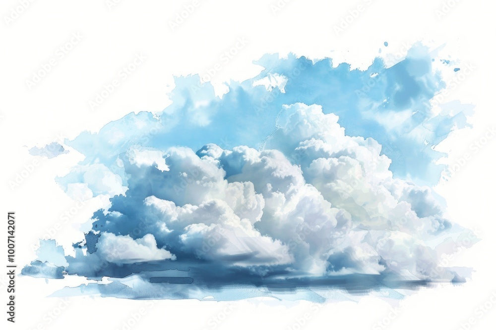 Poster a big cloud fills the sky with its soft and fluffy texture, great for use as a background or for dep