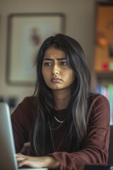 A person sitting at a desk with a laptop, focused on the screen