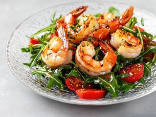 shrimps with salad