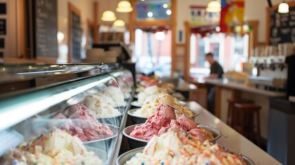 ice cream parlor with a variety of flavors