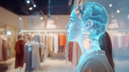 AI Virtual Assistant Advises Customer in Clothing Store