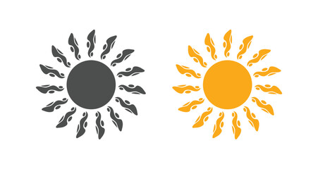 Sun Icon Set for Summer, Sunshine, and Warm Weather, sun logo, sun vector logo editable, sun symbol design