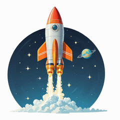 cartoon rocket flight