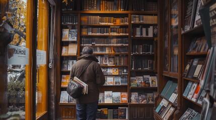 Fototapeta premium small bookstore with a wide selection of books