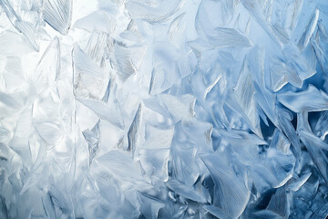 Ice pattern on the glass surface gradient from white to dark blue