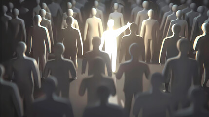 Obraz premium puppet people metaphor for individuality and standing out in a crowd.