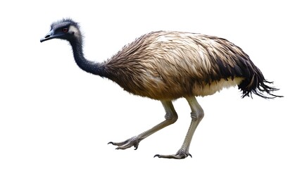 Fototapeta premium Emu Bird on White Background, Photo Realistic, Wallpaper, Cover and Screen for Smartphone, PC, Laptop, 9:16 and 16:9 Format
