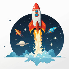 cartoon rocket flight