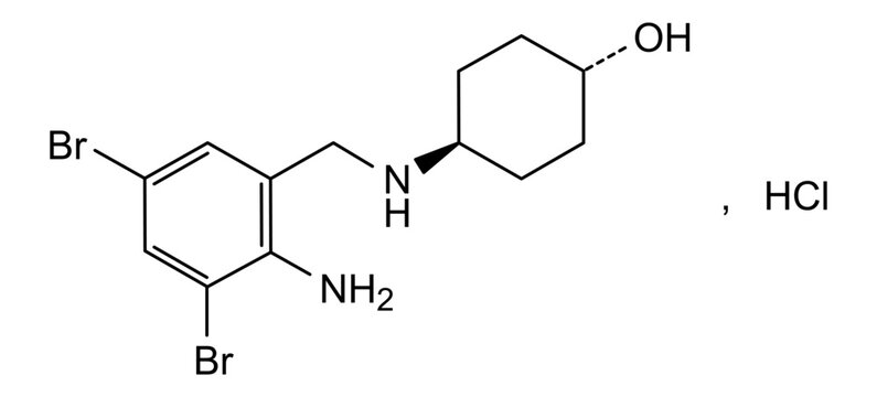 Chemical structure of ambroxol hydrochloride, drug substance