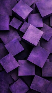 Geometric purple cubes abstract background with dark shadowing, modern art concept