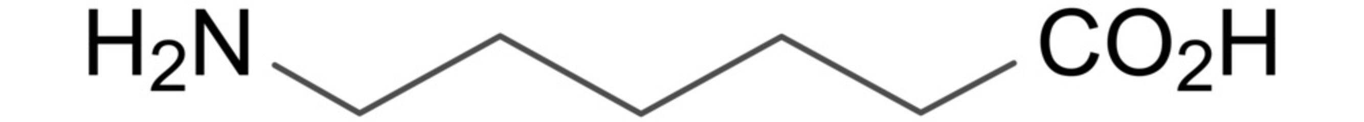 Chemical structure of aminocaproic acid, drug substance