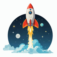 cartoon rocket flight