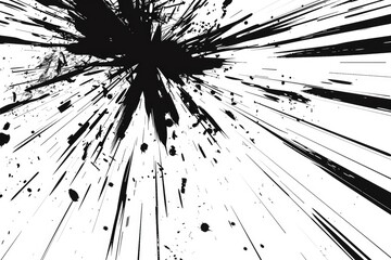 A sudden release of paint in black and white, creative expression