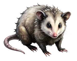 Obraz premium cute cartoon opossum isolated on the white background