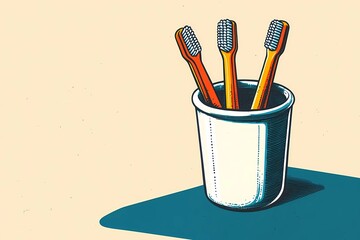 Toothbrush and oral care products on a white background for healthy teeth and a radiant smile.