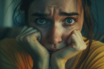 A person holds their hands to their face, hiding their emotions