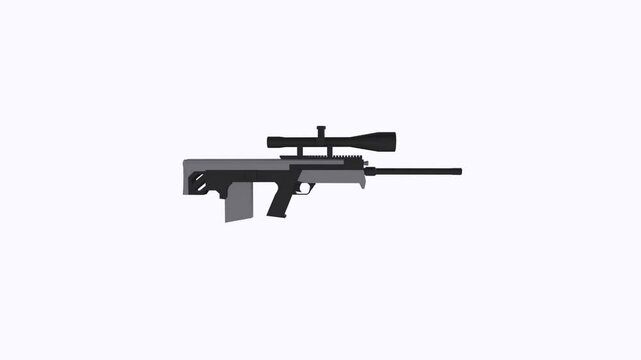 Sniper Rifle rotating in loop on white background