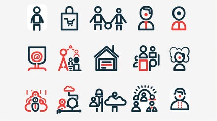Fototapeta premium A collection of diverse icon illustrations representing different professions and careers