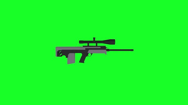 Sniper Rifle rotating in loop on white background