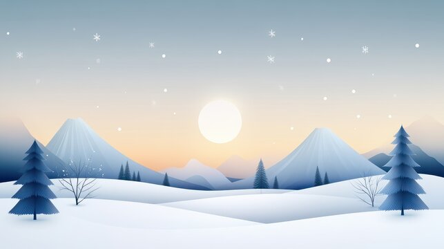 Inspirational social post with a scenic winter landscape, featuring snowy mountains, pine trees, and a motivational holiday quote.