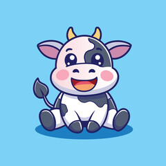 Cute Cow Sitting  Cartoon Vector Icon Illustration.