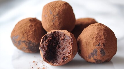 Organic vegan chocolate truffles, delicately dusted with fair-trade cocoa powder, embodying Earth Day's celebration of ethical and sustainable indulgence.