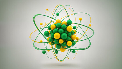 Abstract atomic particles in movement | Colorful Science and Technology modeling, art | Artificial intelligence and Biology mix