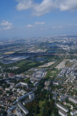 An aerial view of the south suburbs of Paris. France - September 1, 2024. 