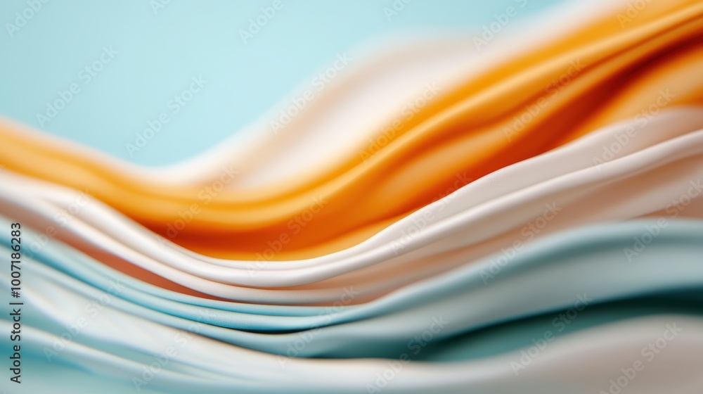 Poster a flowing arrangement of soft pastel waves, set against a harmonious palette, creating a calming yet