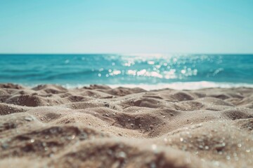 A serene beach scene with the ocean waves crashing in the background