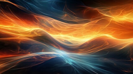 Abstract waves light crashing glowing desert landscape dynamic motion surreal energy vivid colors. AI generated